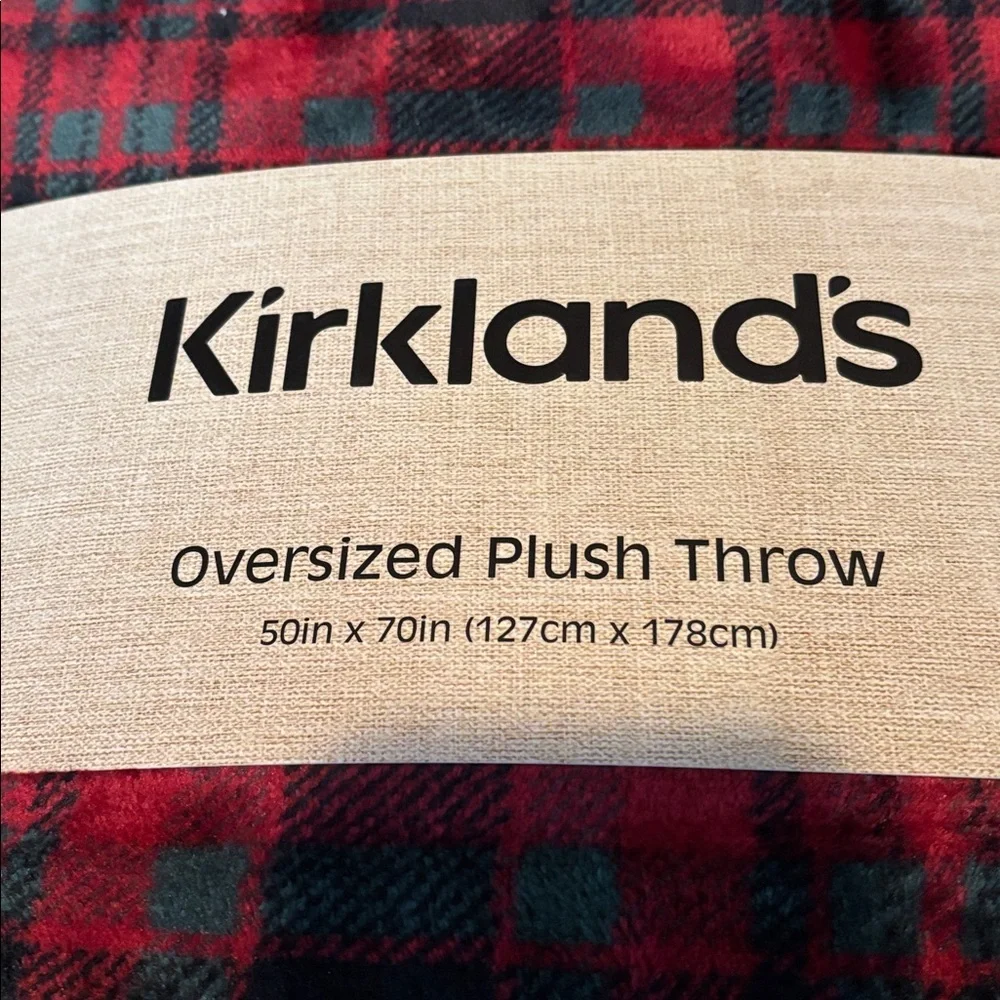 Kirkland's Red, Green and Black Christmas Plaid Oversized Plush Throw NWT